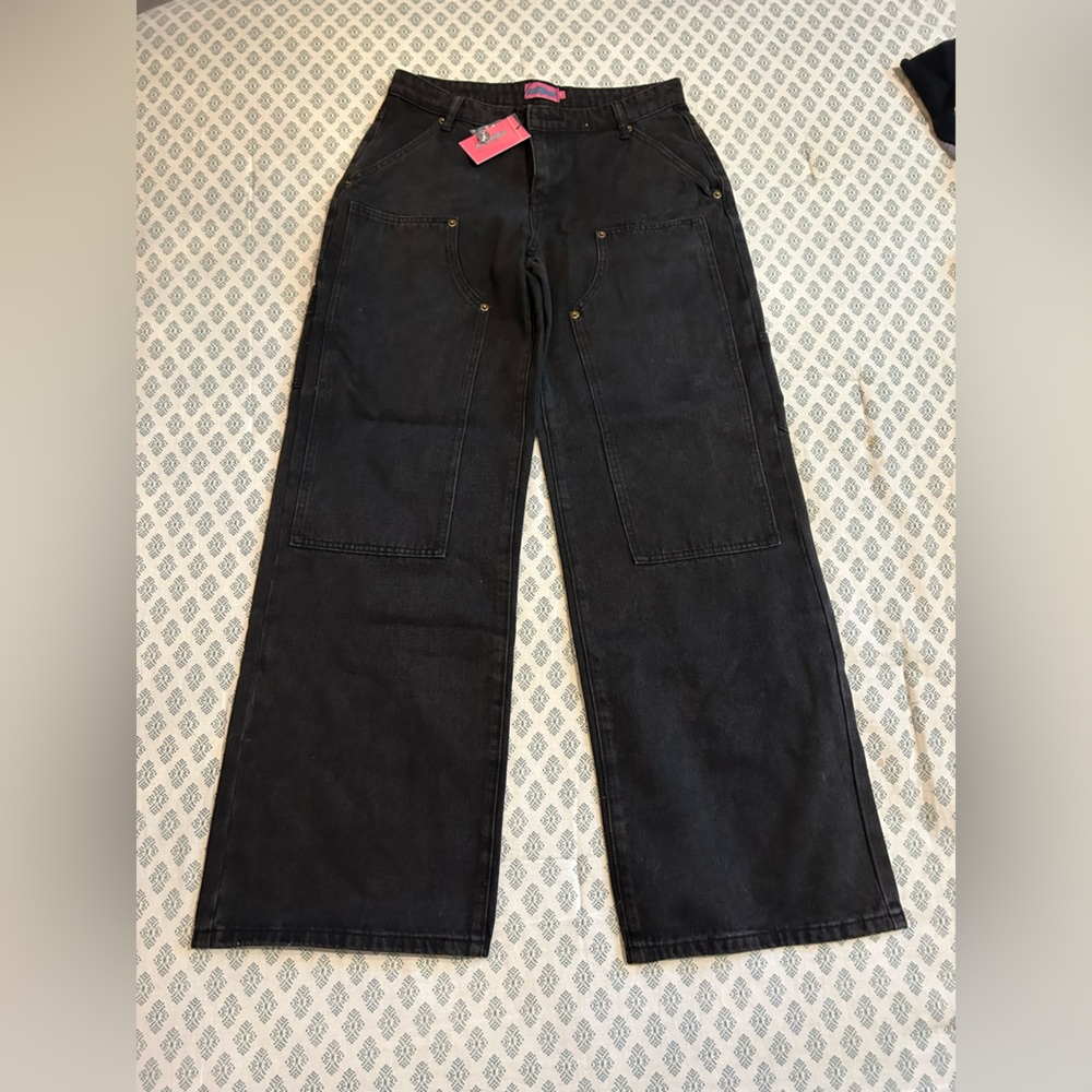 BRAND NEW Pacsun Edikted Black low rise carpenter jean